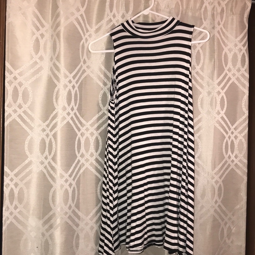 black and white striped dress